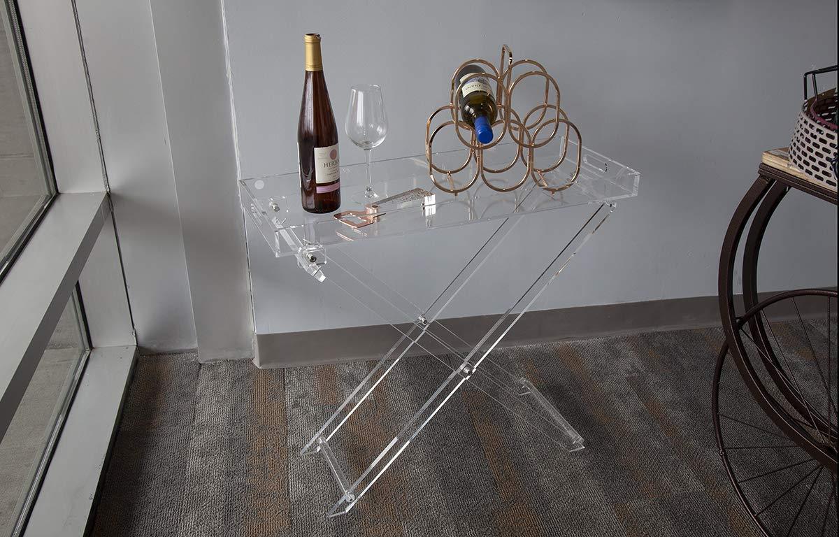 Amazon best acrylic folding tray table modern chic accent desk kitchen and bar serving table elegant clear design by designstyles