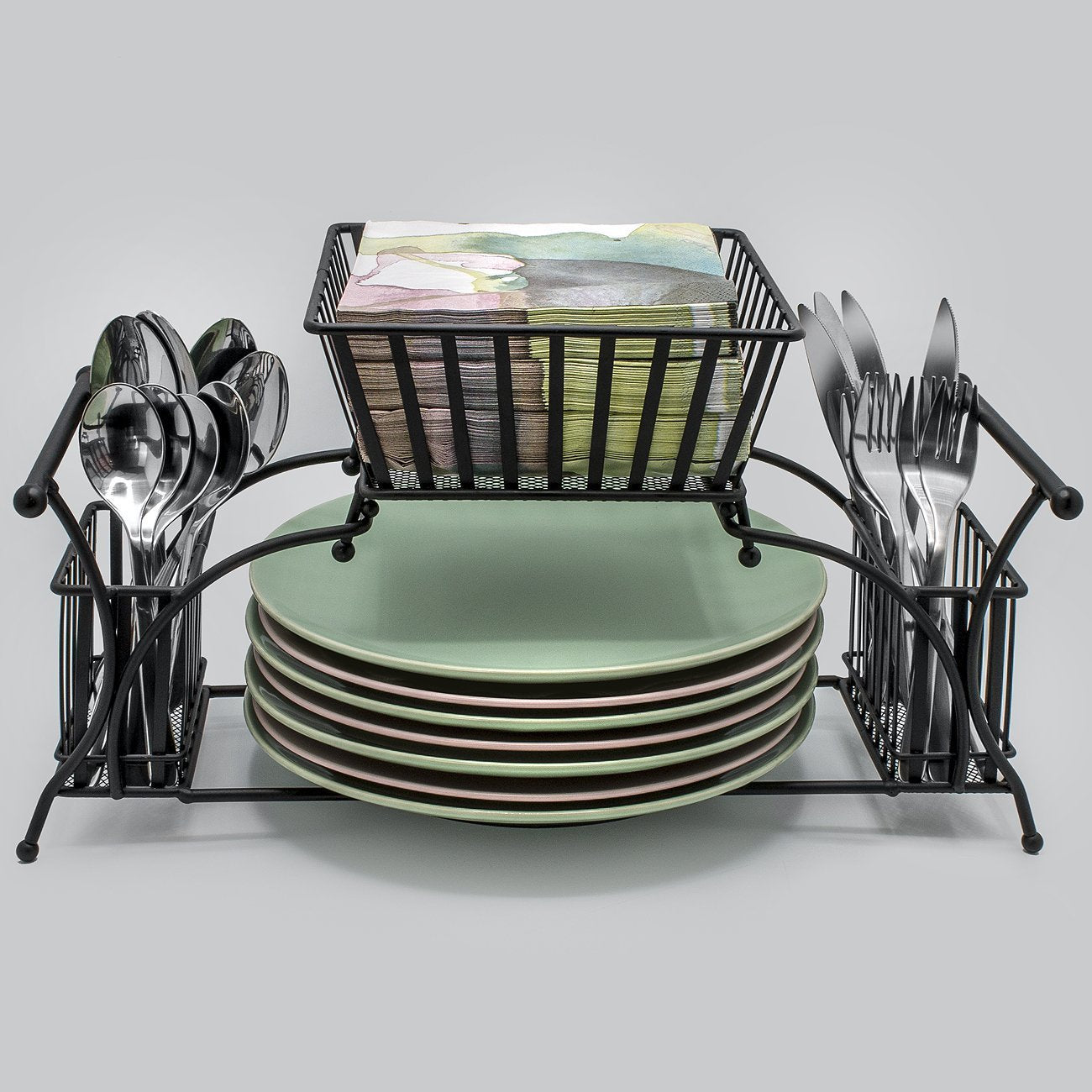 Discover the sorbus utensil caddy use for napkin cutlery plate holder stackable flatware caddy tabletop organizer ideal for dining table party buffet kitchen entertaining black