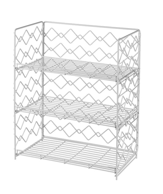 Wide Wall Mounted Spice Rack - Wire Kitchen Counter Storage Shelf Organizer (White, 3 Tier)