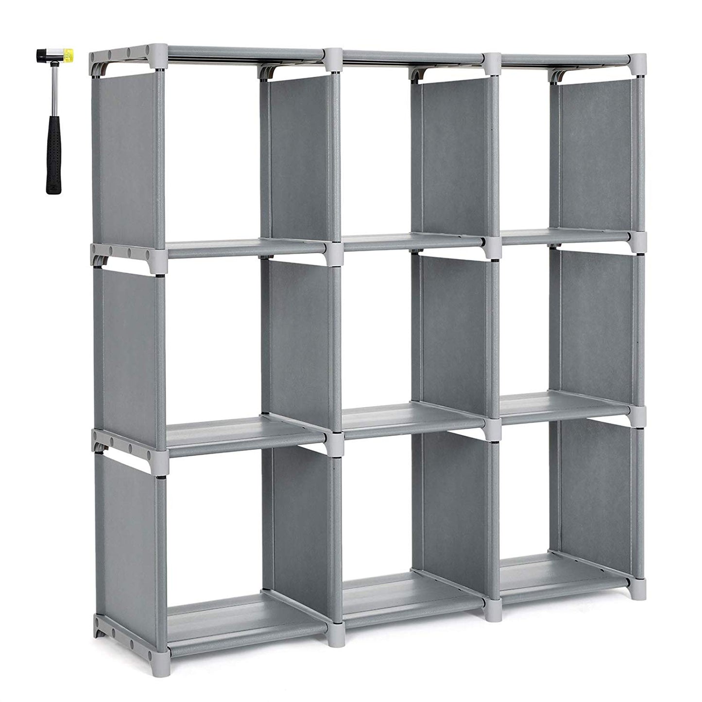 SONGMICS 9 Cube DIY Cube Storage Shelves Open Bookshelf Closet Organizer Rack Cabinet Gray ULSN45GY
