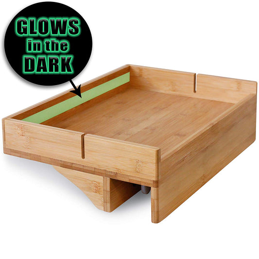 Bunk Bed Shelf for Top Bunk with Glow in The Dark Wayfinding Strip. Easy to Install Kids Bed Shelf Attachment & Bunk Buddy. Bedside Shelf Organizer or Bunk Bed Tray Table - Dorm Loft Bed Accessories