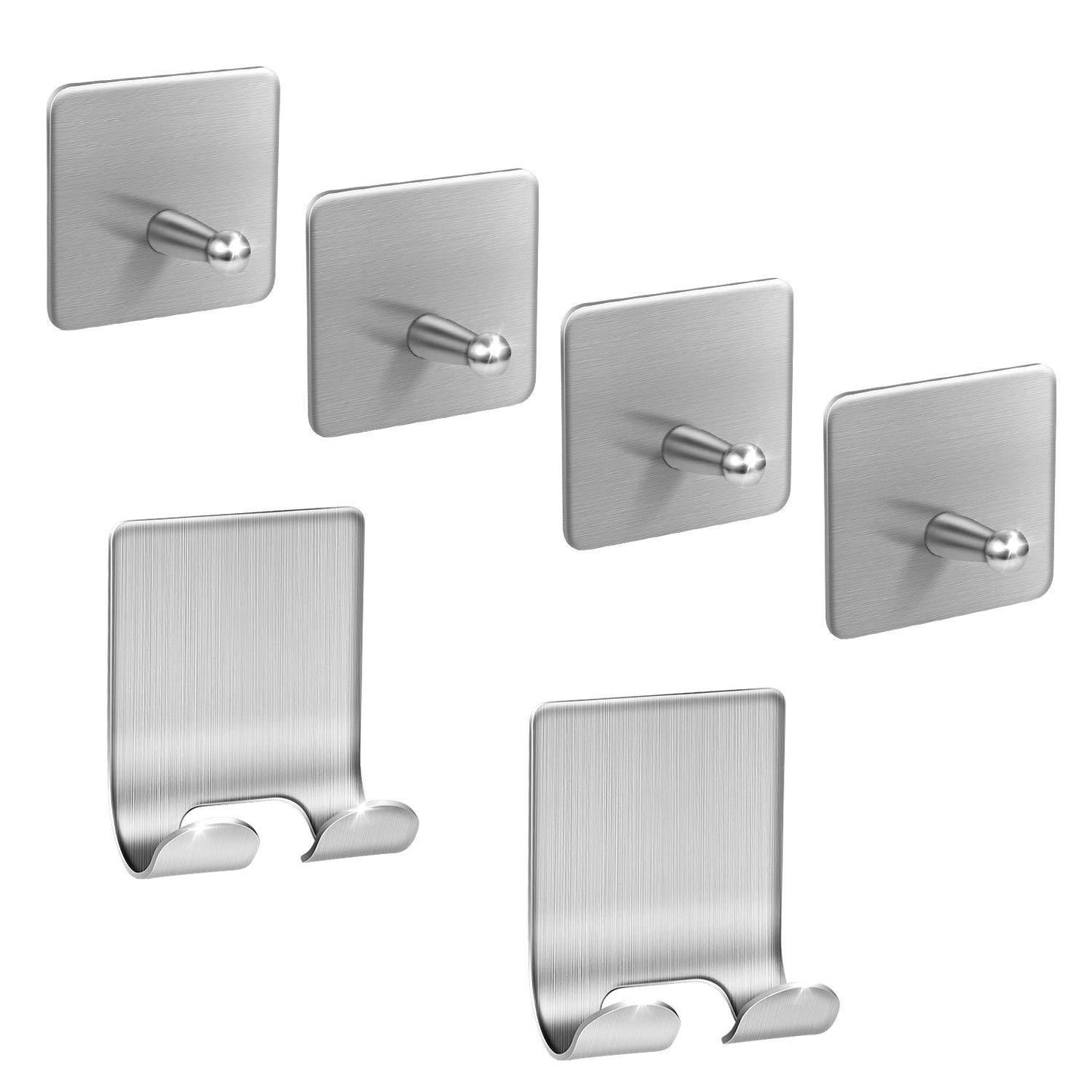 Buy now adhesive hooks stainless steel wall hooks hanger 4 key hooks and 2 plug holder hook double hooks for hanging kitchen bathroom office