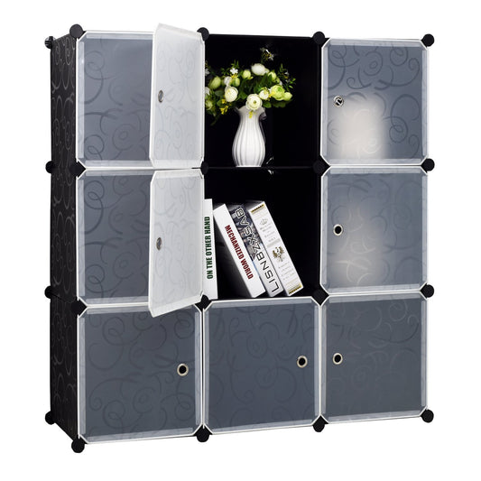 9-Cube Storage DIY Cube Organizer Cabinet 3-Tier Bookcase Storage Cube Organizer Closet with Door