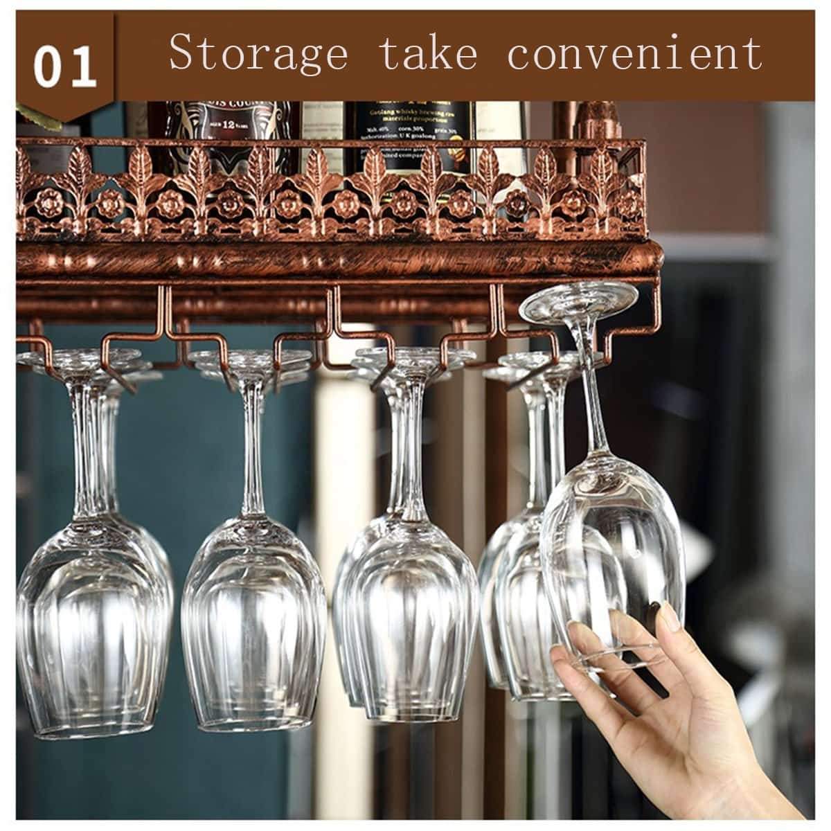 Organize with warm van industrial metal vintage bar wall mounted wine racks wine glass hanging rack under cabinet cup shelf restaurant cafe kitchen organization and storage shelveblack 47 2l