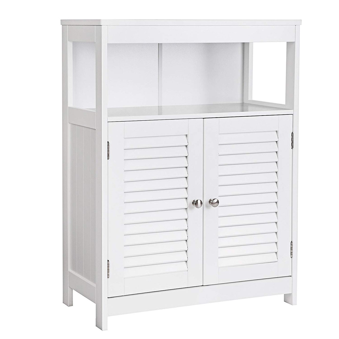 VASAGLE Bathroom Storage Floor Cabinet Free Standing with Double Shutter Door and Adjustable Shelf White UBBC40WT