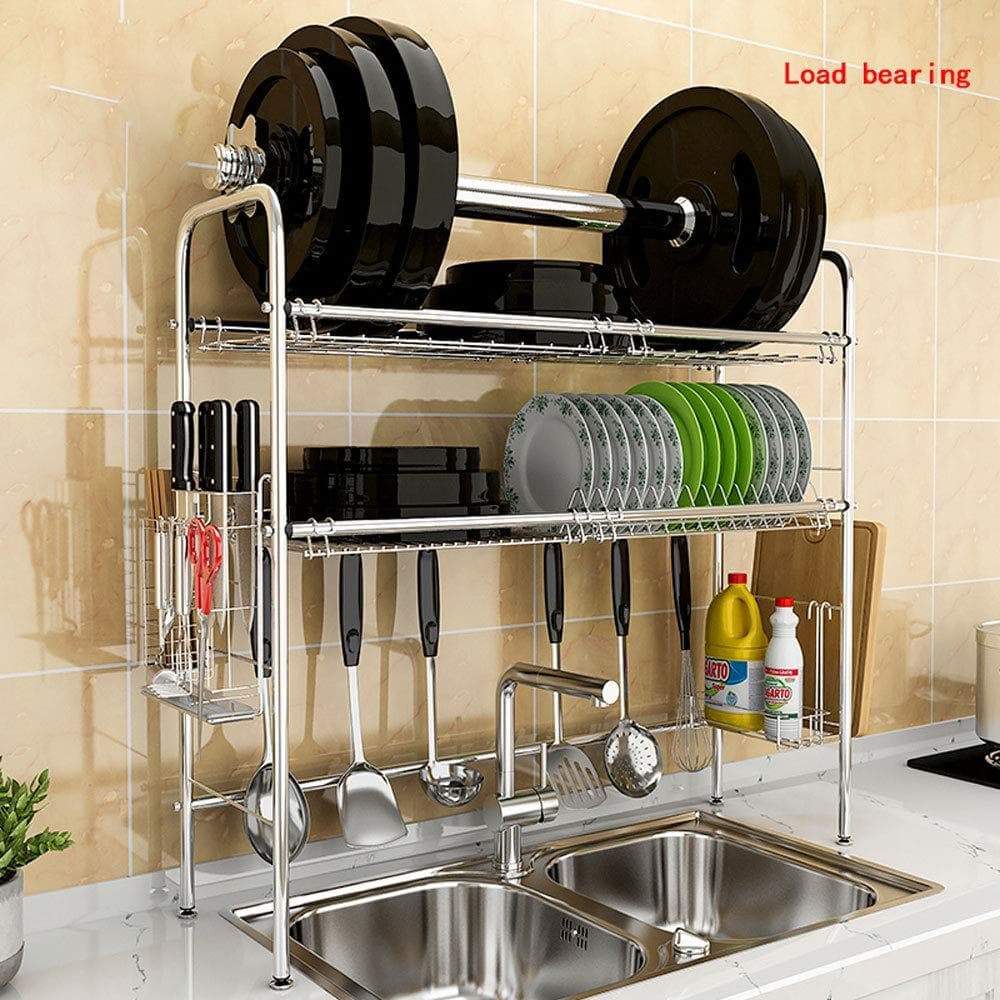 New stainless steel sink drain rack storage shelf dish rack cutting board knife chopstick holder kitchen shelves multi style optional color silver design b double slot