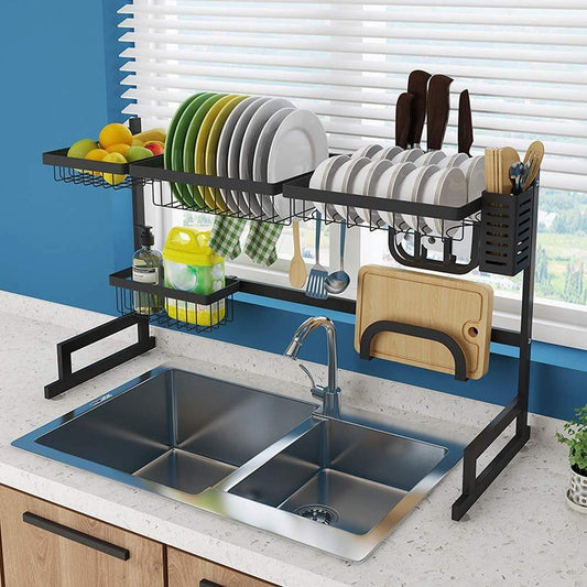 Online shopping whifea dish drying rack kitchen storage shelf over sink stainless steel sink dish rack kitchen supplies organizer utensils holder matte black l 33 5 inch x w 12 6 inch x h 20 5 inch