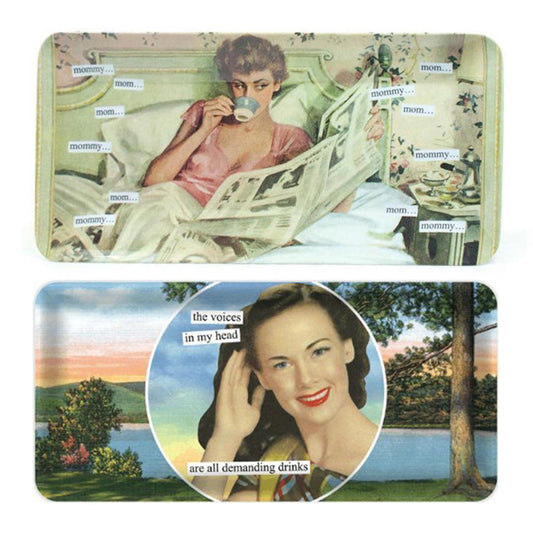Anne Taintor (2 Pack) Serving Trays Set Plastic Vanity TV Perfume Dresser Ottoman Lap