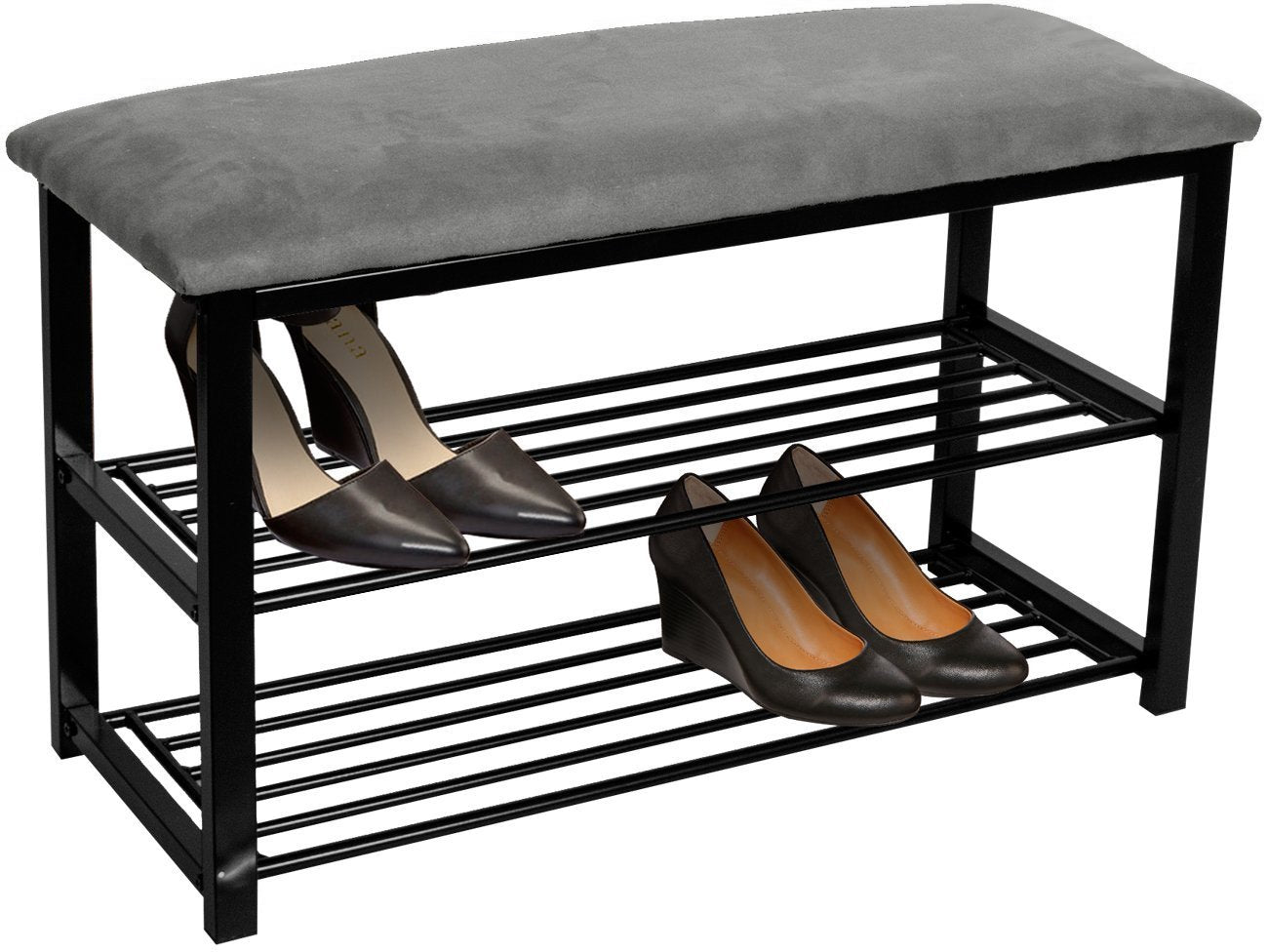 Sorbus Shoe Rack Bench – Shoes Racks Organizer – Perfect Bench Seat Storage for Hallway Entryway, Mudroom, Closet, Bedroom, etc (Gray)