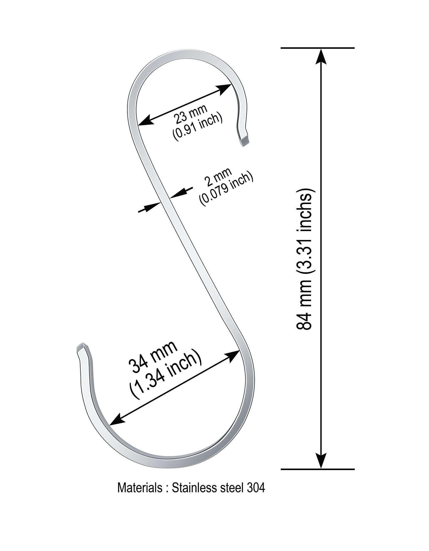 eeZe Rack ST-FSH-02 304 Stainless Steel All-Purpose Flat-S Utility Hook (X-Large, 15-pack)