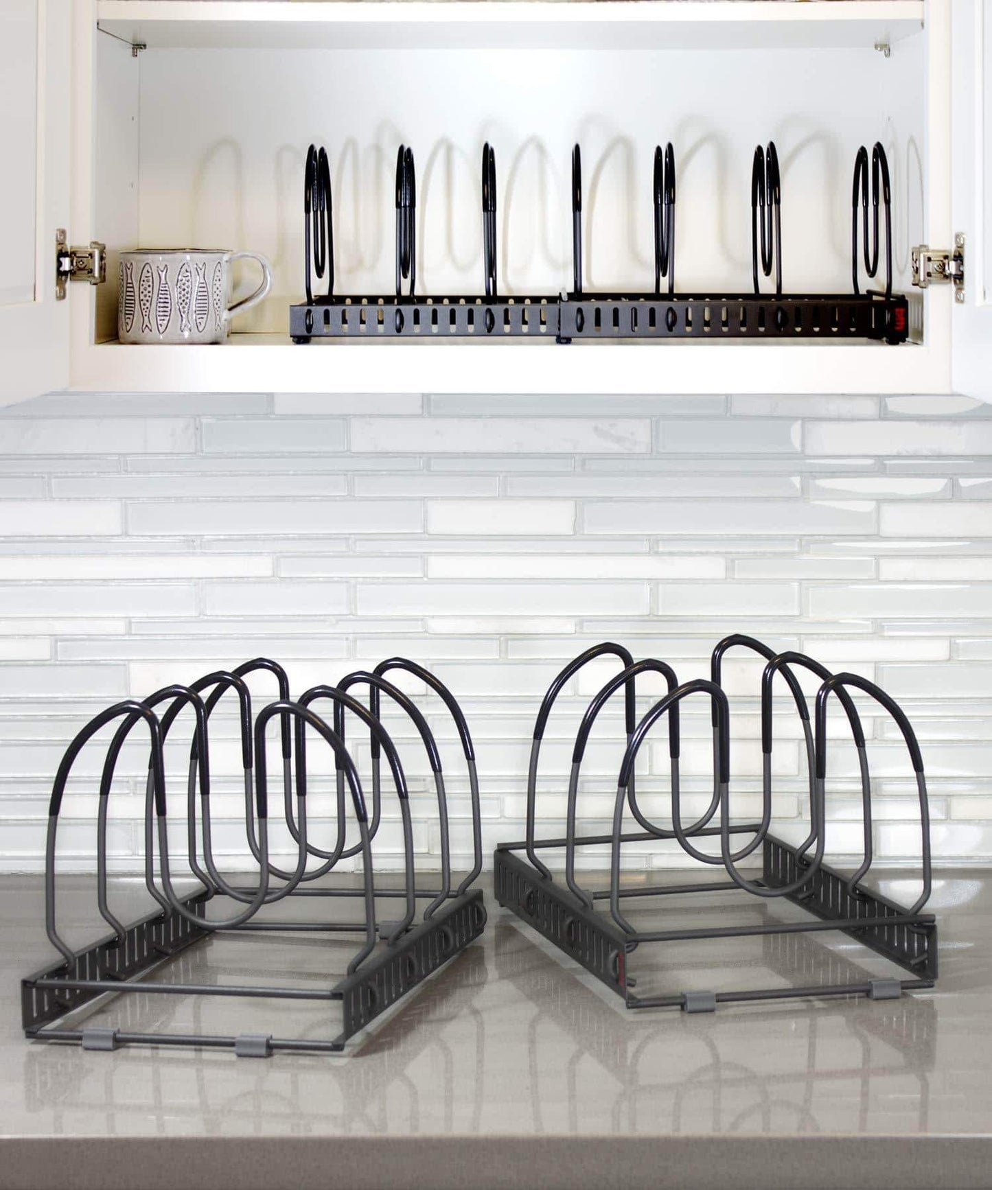 Top rated 7 pans expandable pan and pot organizer rack separable or expandable frames 7 adjustable compartments kitchen cast iron skillets bakeware plate lid holder pantry