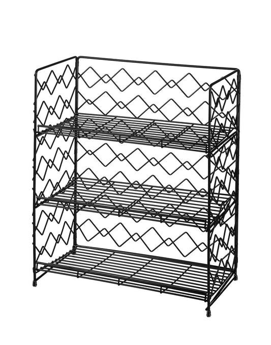 Wide Wall Mounted Spice Rack - Wire Kitchen Counter Storage Shelf Organizer (Black, 3 Tier)