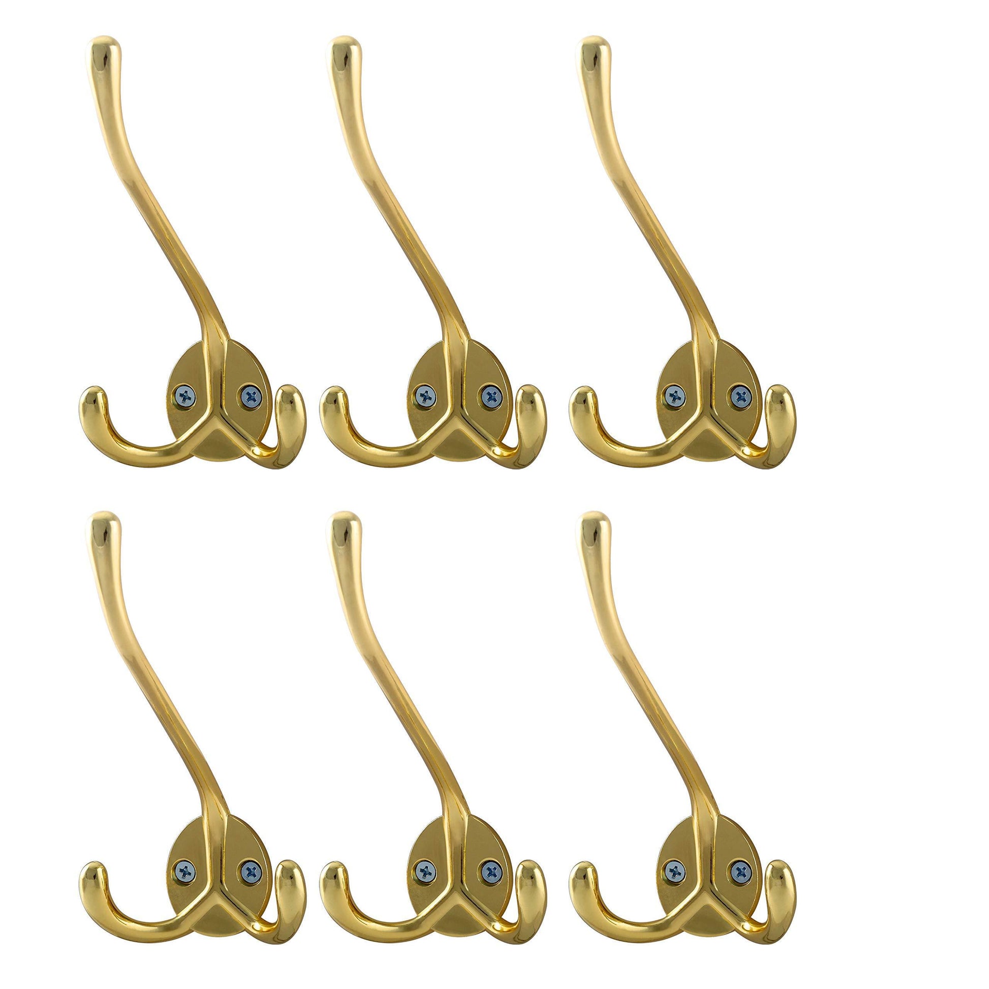 Top rated webi 6 set bling triple coat hanger hat rack bath towel clothes key hook rail garment holder wall mounted entryway kitchen home office garage organizer storage gold zinc alloy