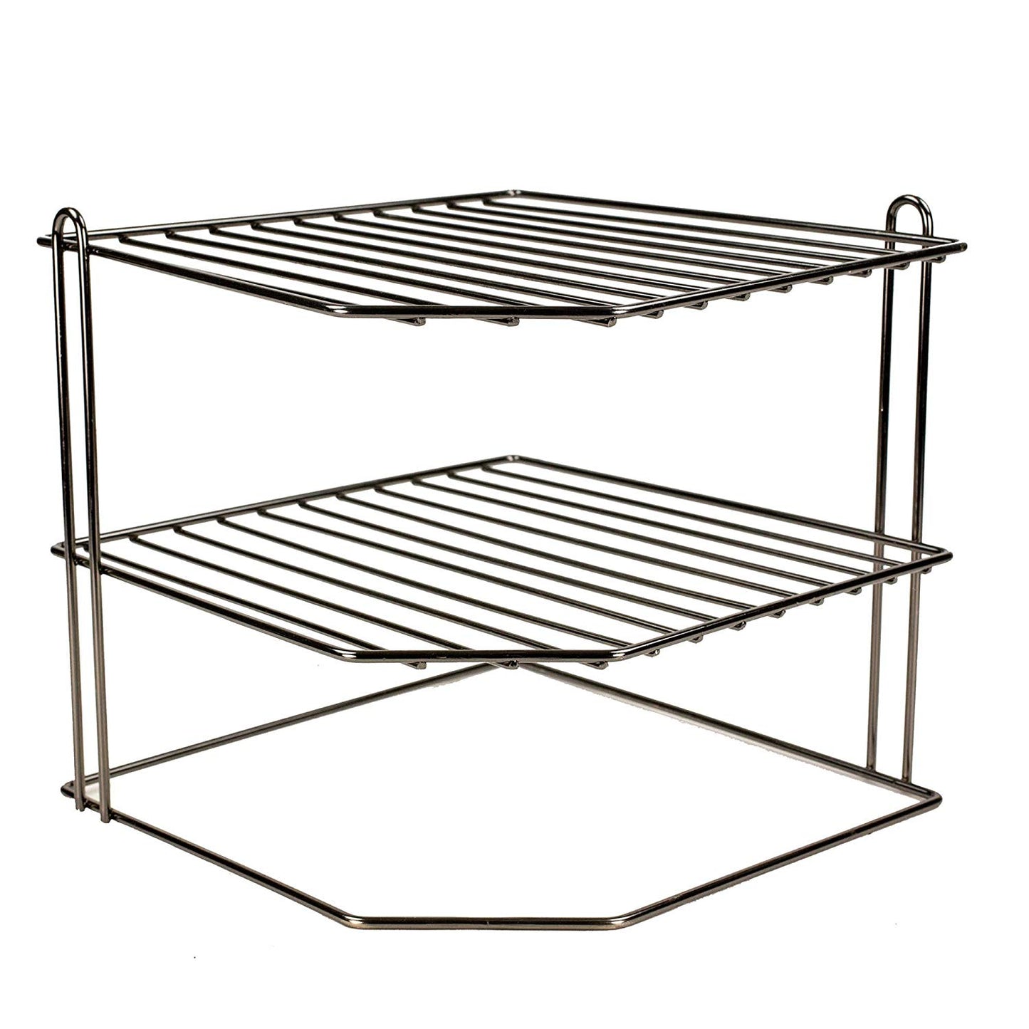 Home Basics 3-Tier Corner Rack Wire Organizer in Onyx