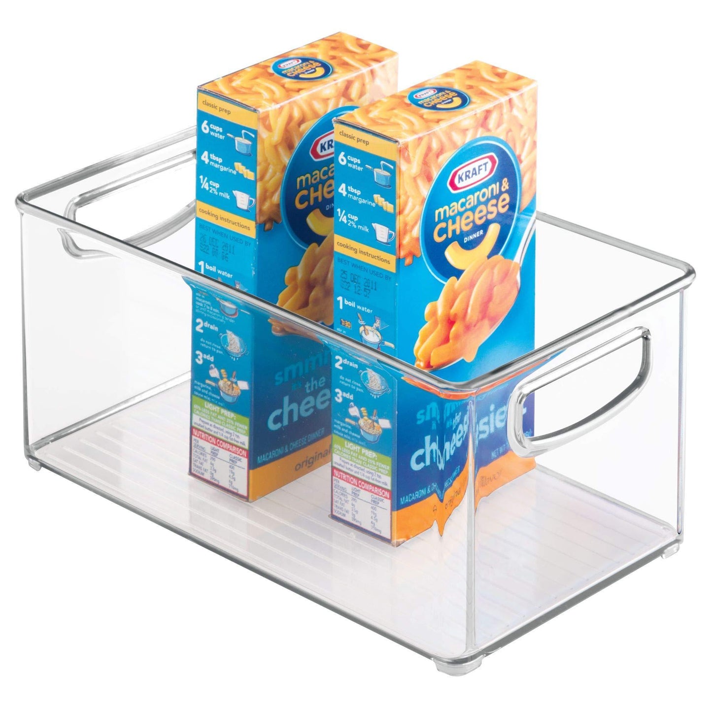 Budget idesign plastic storage bin with handles for kitchen fridge freezer pantry and cabinet organization bpa free set clear