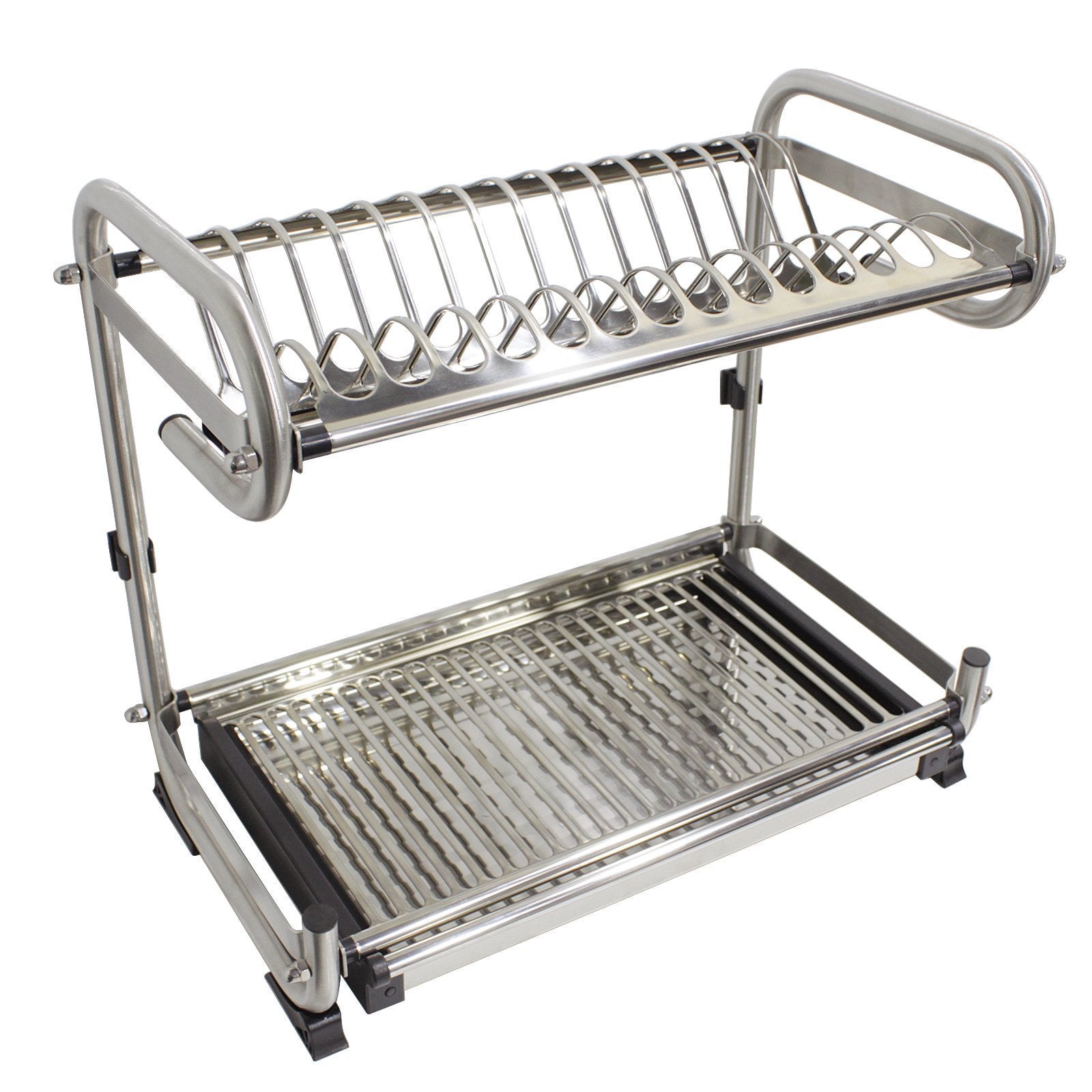 Save probrico dish rack 2 tier 304 stainless steel dry shelf kitchen dishes bowls holder tidy stacking shelf 23 6 inch width