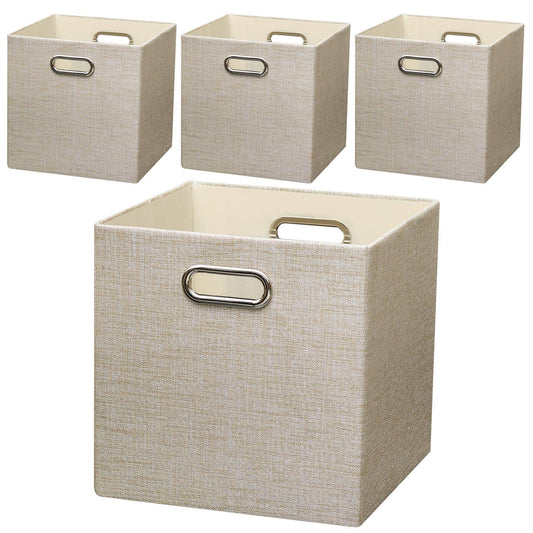 Foldable Storage Bins Boxes Cubes Container Organizer Baskets Fabric Drawers Bedroom, Closet, Toys,Thick Cloth Shimmer,11''×11'', 2pcs, Sliver Grey