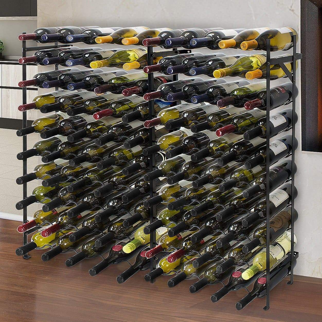 Discover the best sorbus display rack large capacity wobble free shelves storage stand for bar basement wine cellar kitchen dining room etc black height 40 100 bottle