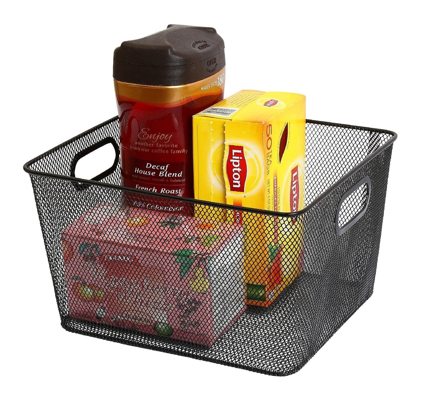 Great ybm home household wire mesh open bin shelf storage basket organizer black for kitchen pantry cabinet fruits vegetables pantry items toys 1041s 12 12 10 x 9 x 6
