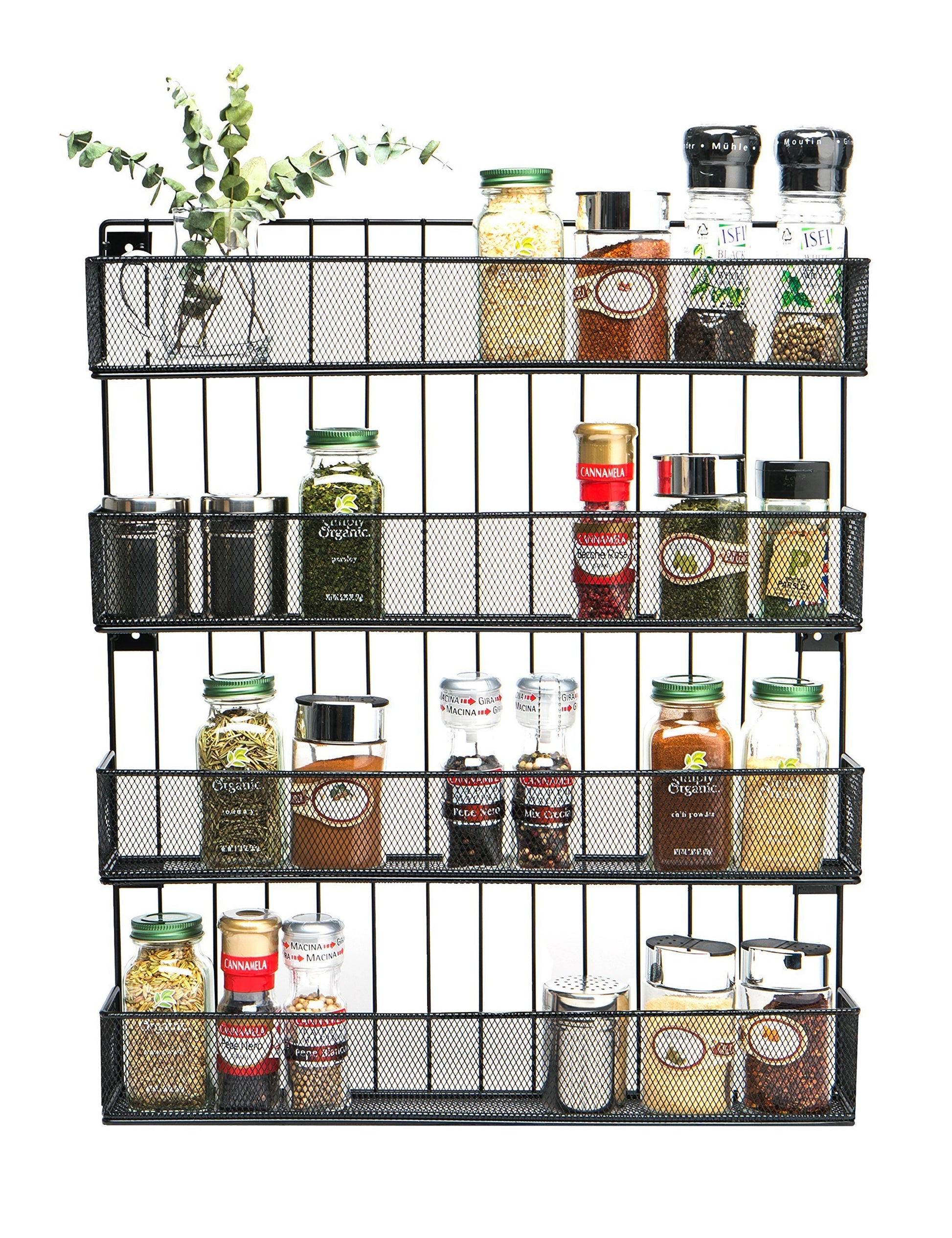 Explore jackcubedesign wall mount spice rack 4 tier kitchen countertop worktop display organizer spice bottles holder stand shelves17 6 x 2 8 x 20 8 inches mk418a