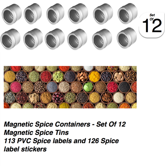 Stainless Steel Magnetic Spice Rack With Wall Mounted Spice Rack Organizer Perfect Chef Gifts For Women By LUD | Hanging Spice Rack Organizer Chef Tool Set - Pack Of 12